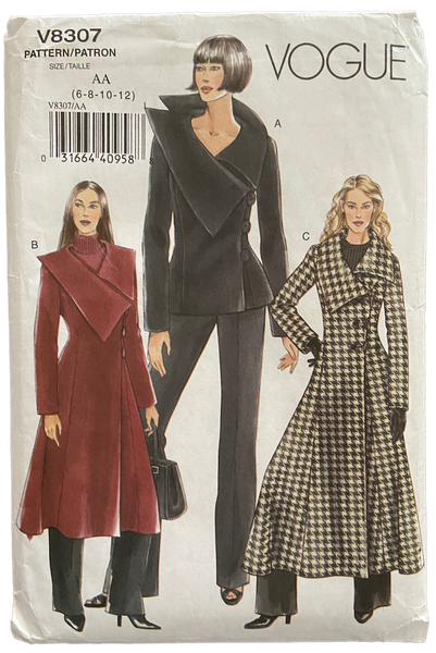 Vogue v8307 jacket and coat pattern from the 2000s Bust 31.5, 32.5, 34 inches