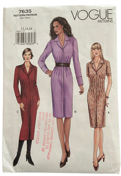 Vogue 7635 dress pattern from the 2000s Bust 34, 36, 38 inches