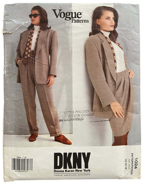 Vogue 1024 vintage 90s Donna Karan New York DKNY jacket, skirt and pan –  the vintage pattern market