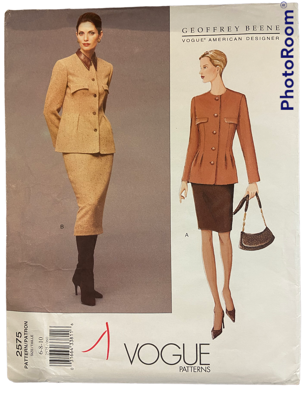 Vogue 2575 Geoffrey Beene jacket and skirt pattern from 2001  Bust 30.5, 31.5, 32.5 inches