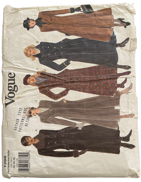 Vogue 1266 vintage 1990s coat pattern Bust 34, 36, 38 inches