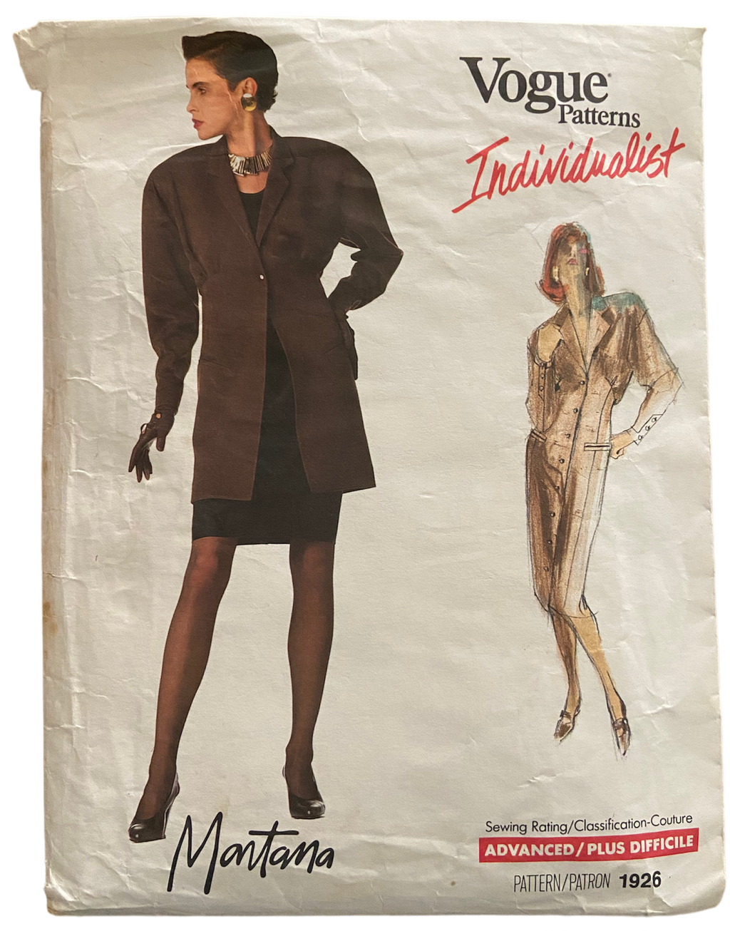 Vogue 1926 vintage 1980s Claude Montana Individualist  jacket, dress and skirt pattern Bust 32.5 inches