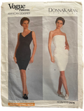 Vintage 1990s Vogue American Designer Donna Karan New York dress pattern. Bust 34 inches.