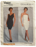 Vintage 1990s Vogue American Designer Donna Karan New York dress pattern. Bust 34 inches.