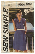 Style 3380 vintage 1980s dress pattern. Bust 34