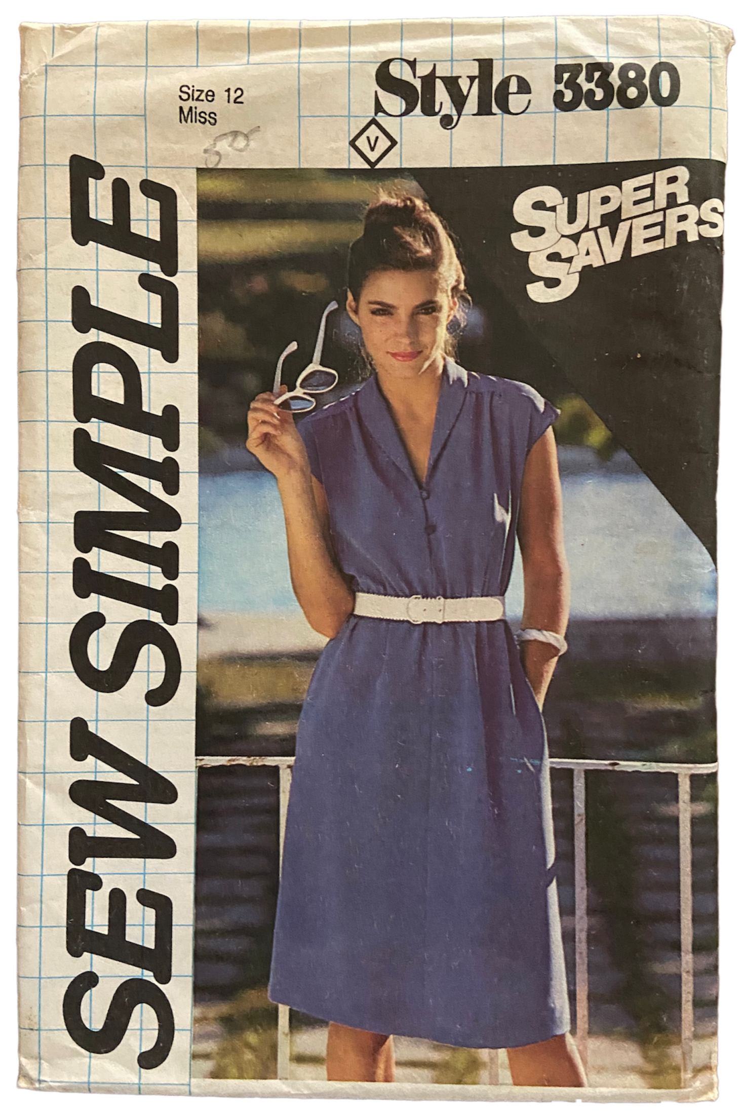 Style 3380 vintage 1980s dress pattern. Bust 34