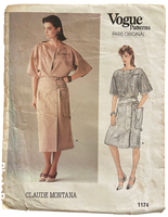 Vogue 1174 vintage 1980s Claude Montana Paris Original top and skirt pattern Bust 34 inches
