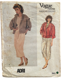 Vogue 2953 vintage 1980s American Designer Adri jacket and pants pattern Bust 34 inches. Wounded bargain