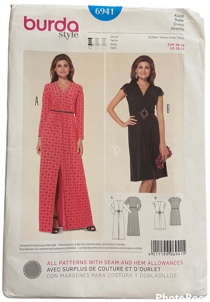 Burda 6941 dress pattern from the 2000s Size Eur 36-48. US 10-22