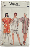 Vogue 8312 vintage 1980s tunic or dress, pants and shorts pattern. Bust 32.5