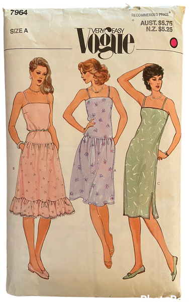 Vogue 7964 vintage 1980s dress pattern. Bust 30.5, 31.5