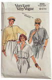 Vogue 9325 Vintage 1980s shirt sewing pattern. Bust 31.5, 32.5, 34 inches uncut