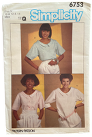 Simplicity 6753 vintage 1980s blouse sewing pattern Bust 32.5, 34, 36 inches