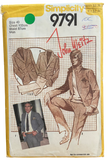 Simplicity 9791 vintage 1980s men's pants and jacket pattern. Chest 40 inches