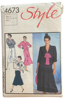 Style 4673 vintage 1980s two-piece dress sewing pattern Bust 32.5, 34, 36 inches