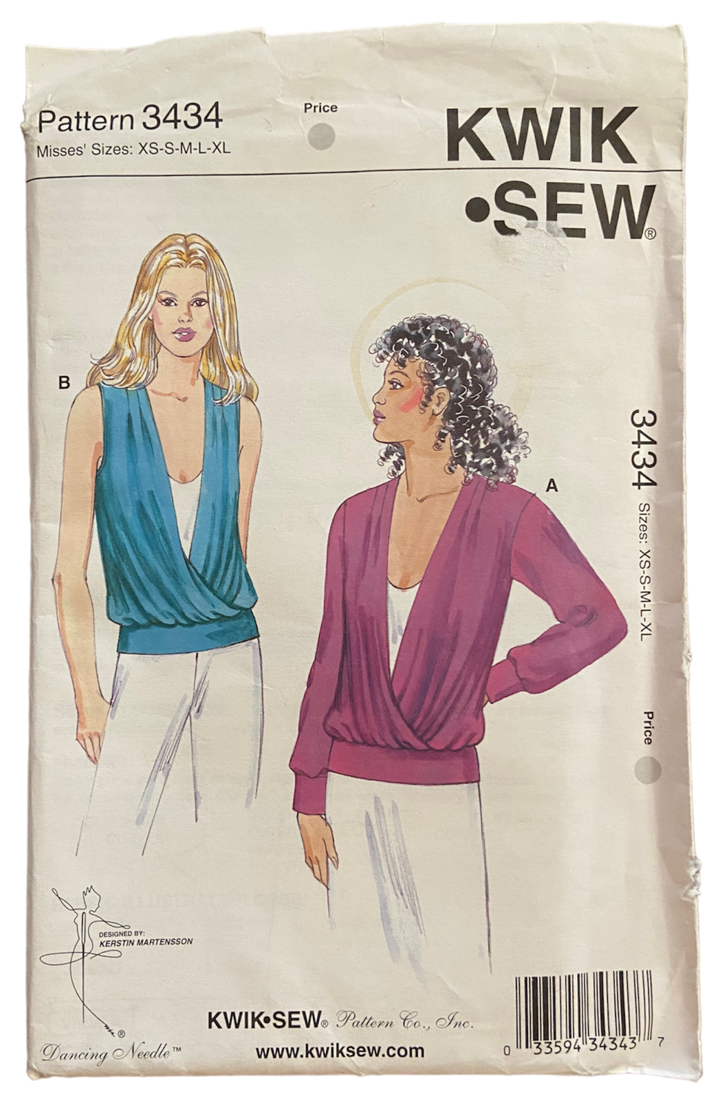 Kwik Sew 3434 tops pattern. Multisize pattern