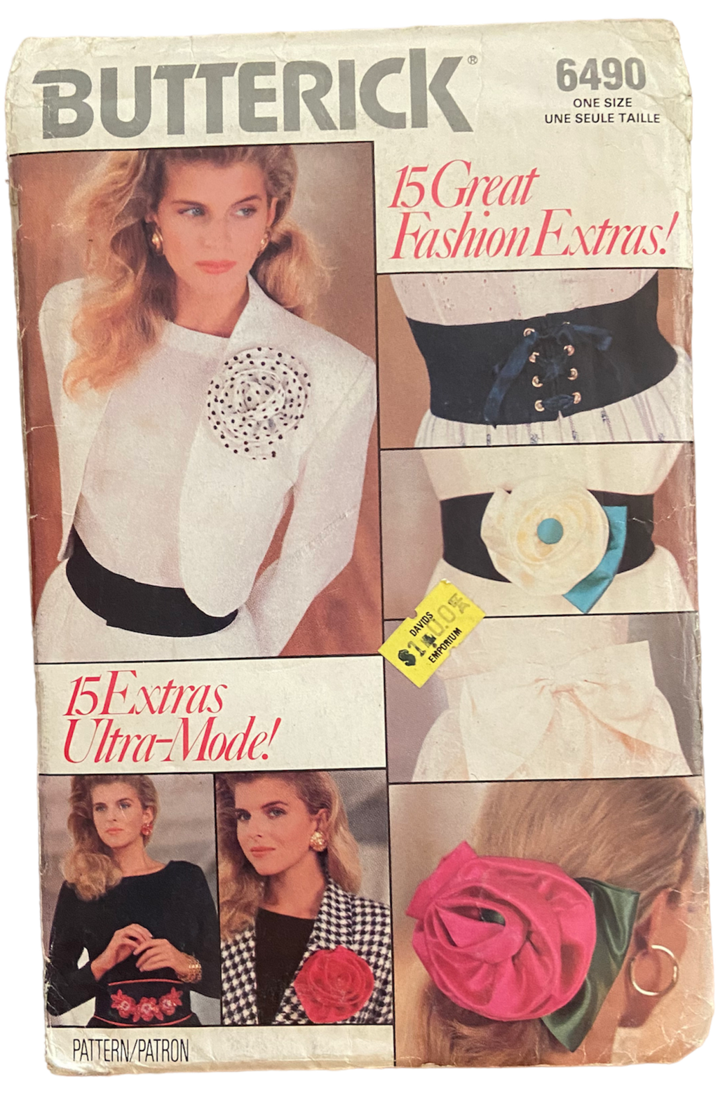 Butterick 6490 vintage 1980s fashion accessories pattern