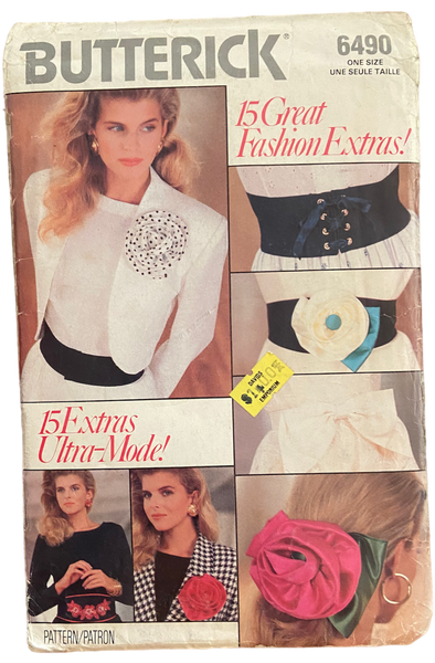 Butterick 6490 vintage 1980s fashion accessories pattern