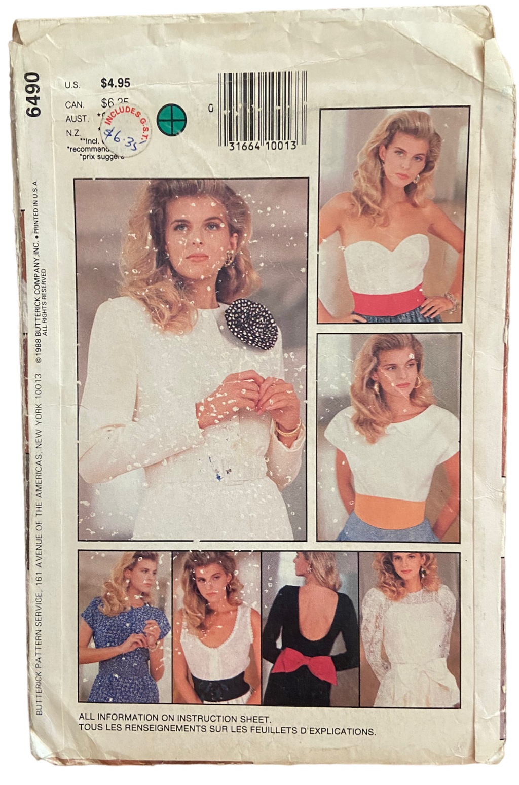 Butterick 6490 vintage 1980s fashion accessories pattern