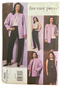 Vogue 7629 five easy pieces 2000s pattern jacket, top, dress, skirt and pants. Bust 31.5, 32.5, 34 inches