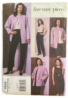 Vogue 7629 five easy pieces 2000s pattern jacket, top, dress, skirt and pants. Bust 31.5, 32.5, 34 inches