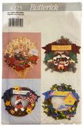 Butterick 4225 vintage 1990s four no-sew seasonal wreaths pattern pattern
