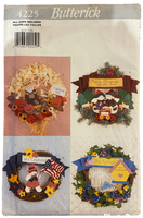 Butterick 4225 vintage 1990s four no-sew seasonal wreaths pattern pattern