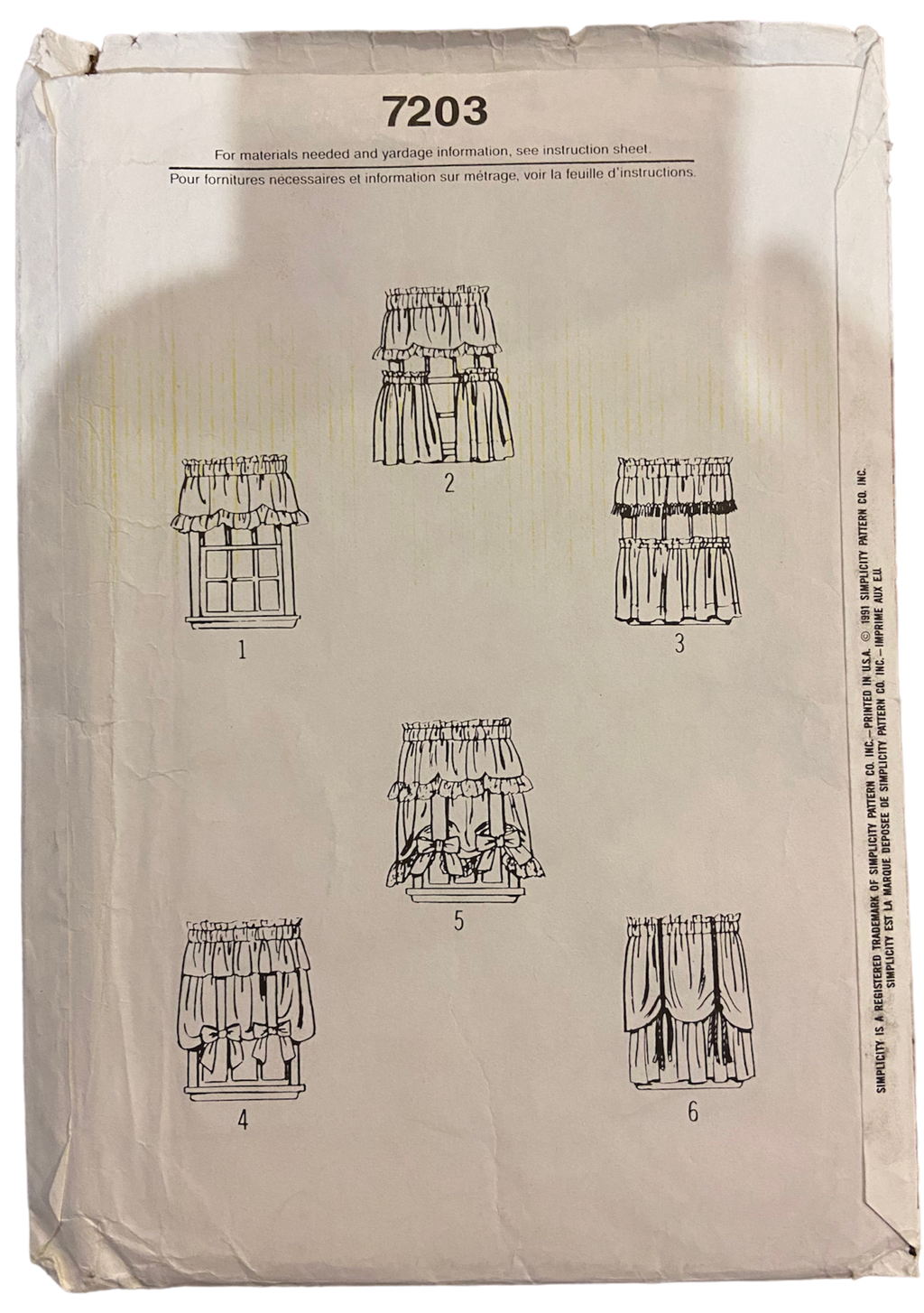 Simplicity 7203 vintage 1990s six pack of curtain patterns