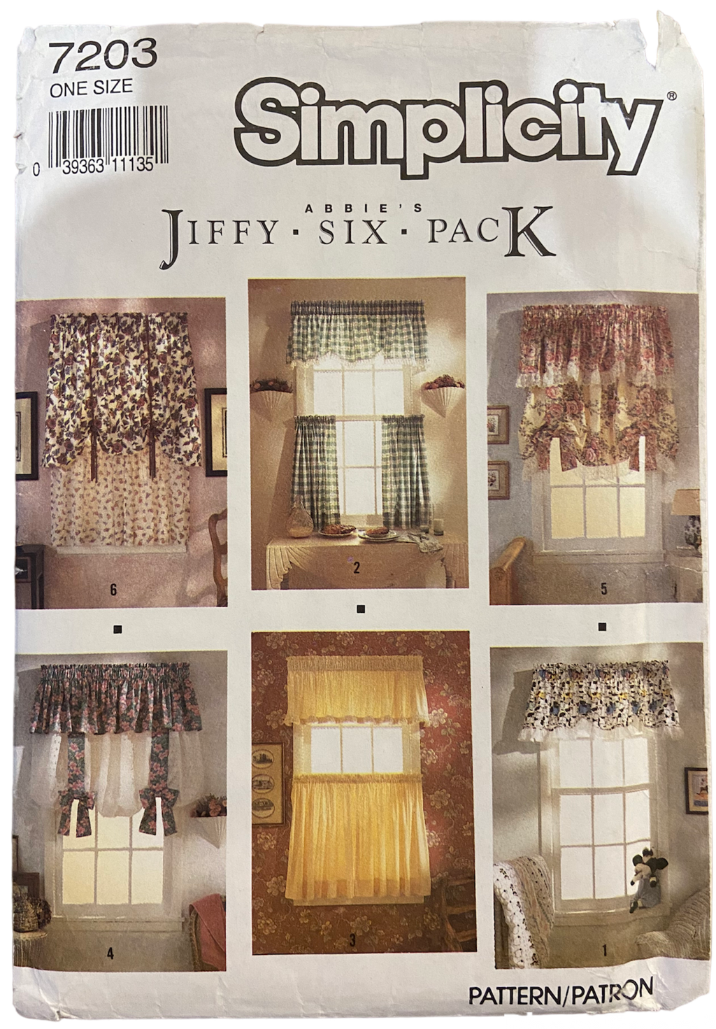 Simplicity 7203 vintage 1990s six pack of curtain patterns