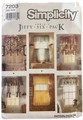 Simplicity 7203 vintage 1990s six pack of curtain patterns