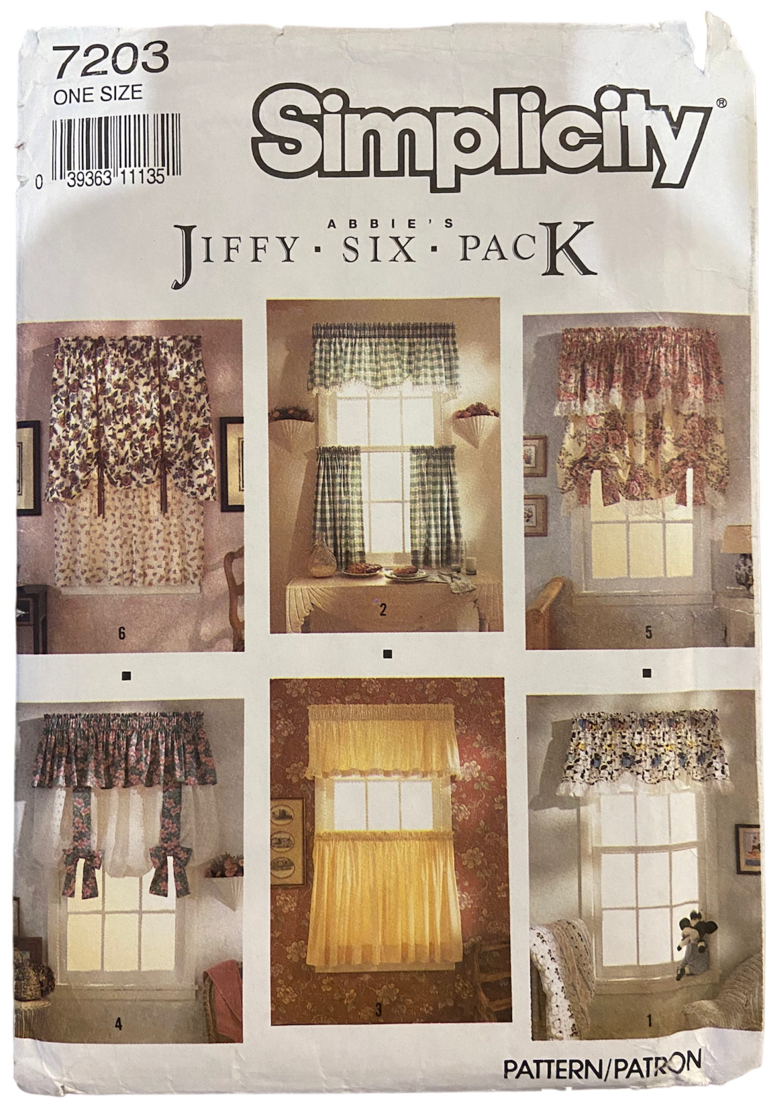 Simplicity 7203 vintage 1990s six pack of curtain patterns