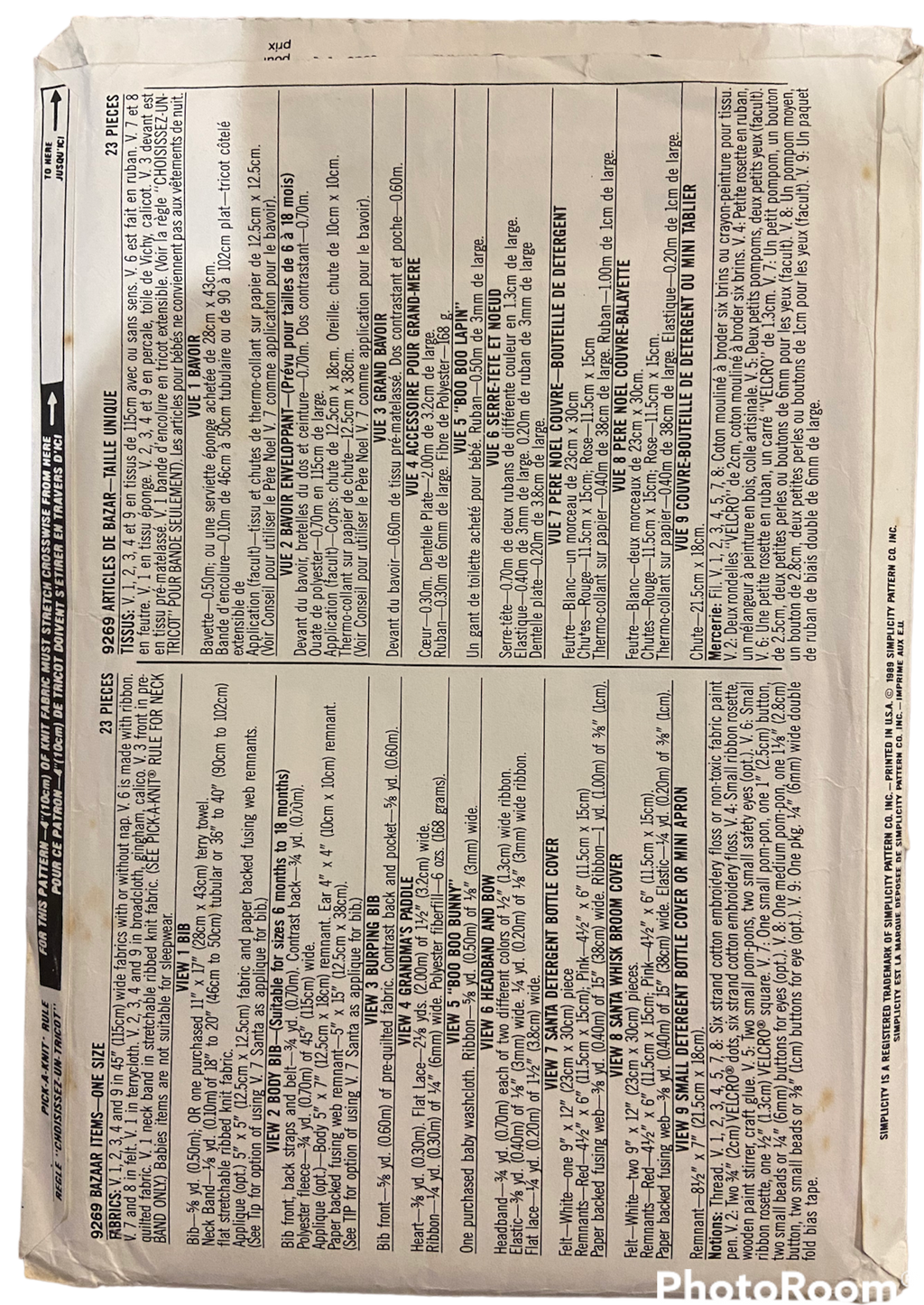 Simplicity 9269 vintage 80s bazaar items craft pattern