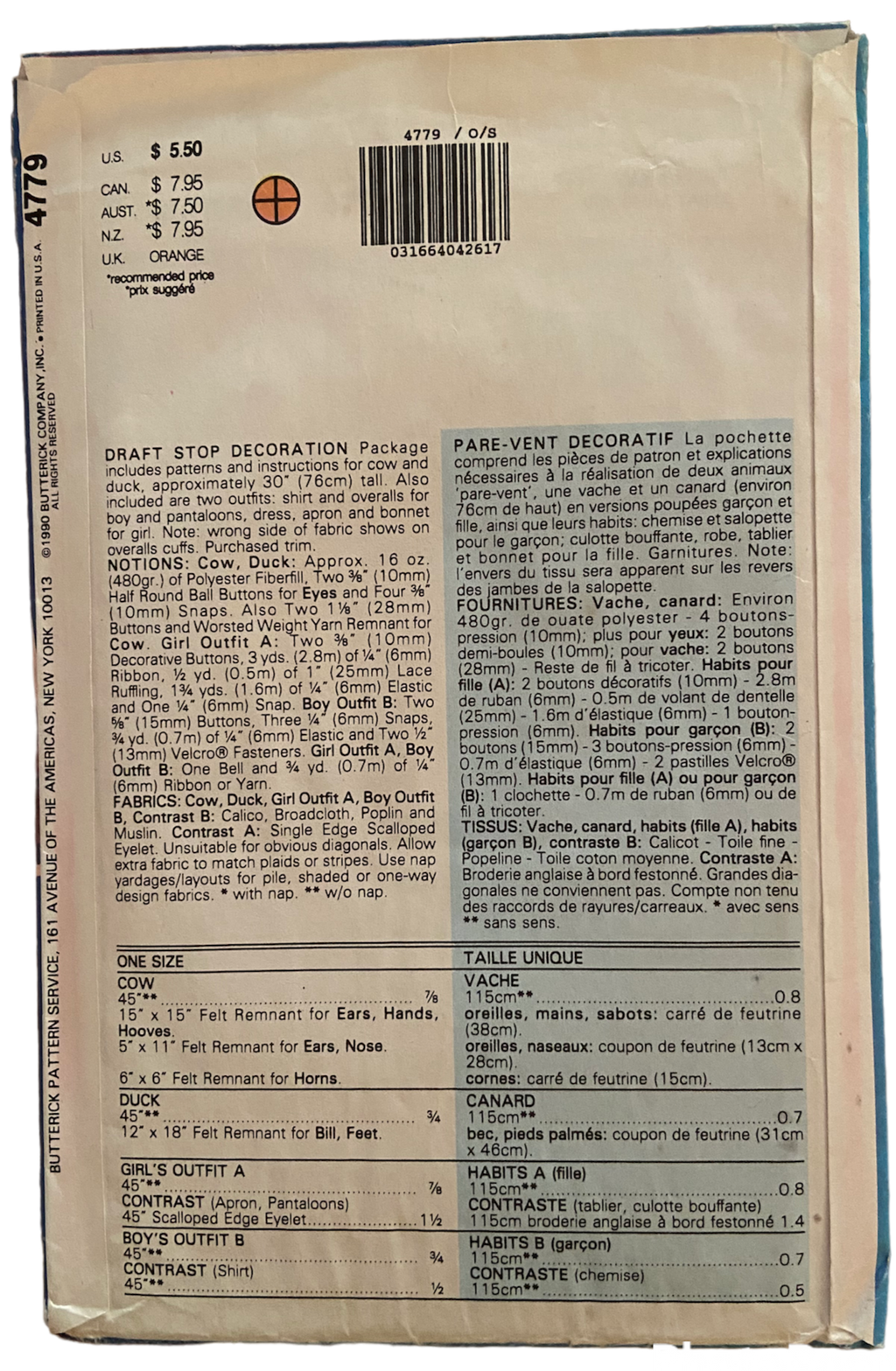 Butterick 4799 vintage 90s Wendy Everett draft stop decoration craft pattern