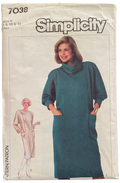 Simplicity 7038 vintage 1980s dress pattern Bust 31.5, 32.5, 34 inches