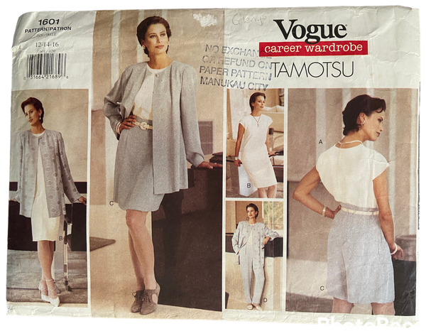 Vogue 1601 vintage 1990s Career Wardrobe Tamotsu jacket, dress, top, shorts and pants pattern Bust 34, 36, 38 inches