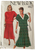 New Look 6827 vintage 1980s two piece dress pattern pattern