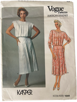 Vogue 1544 vintage 1980s American Designer Kaspar dress sewing pattern Bust 34 inches