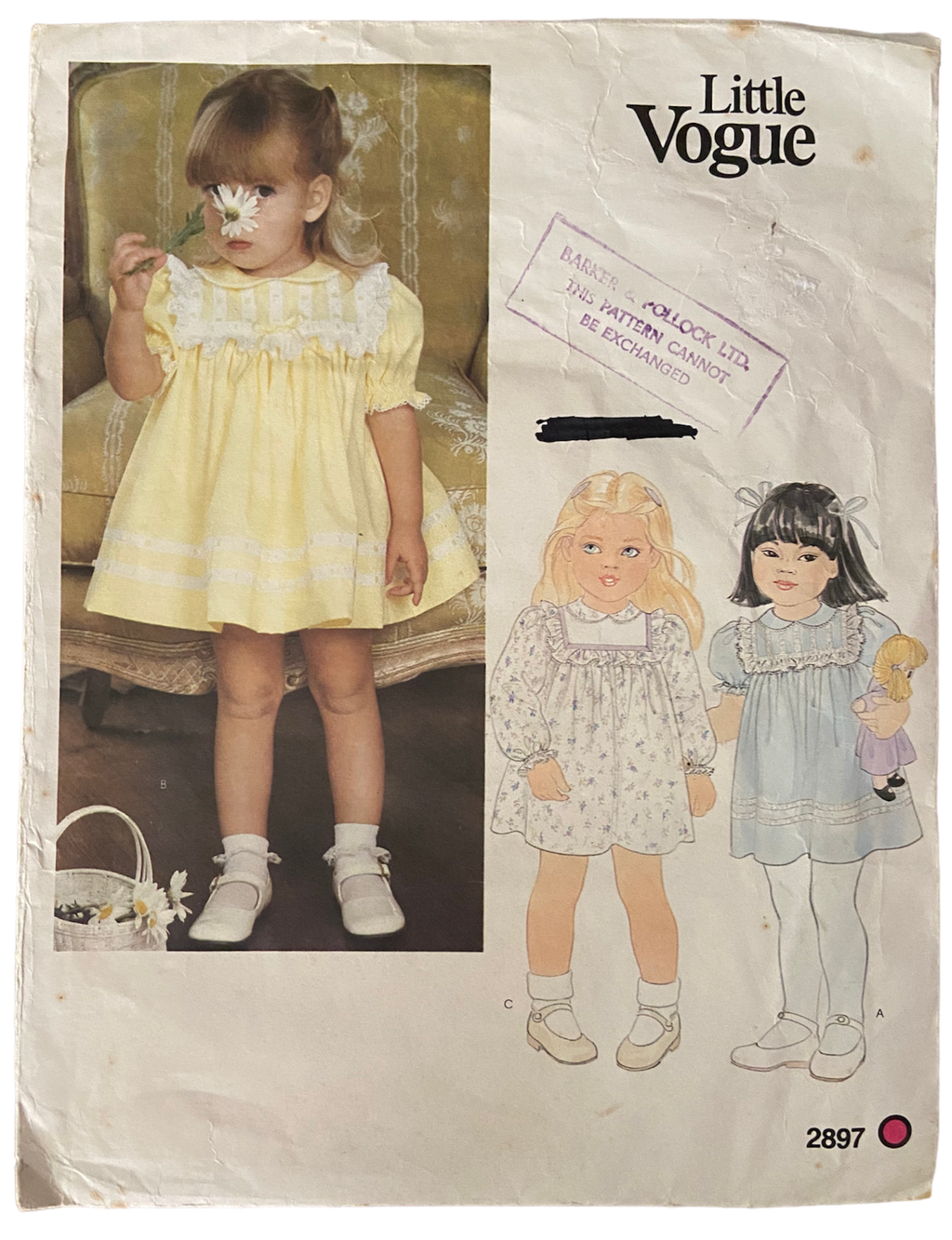 Copy of Vogue 1325 Little Vogue vintage 1980s toddler's dress pattern Breast 22 inches