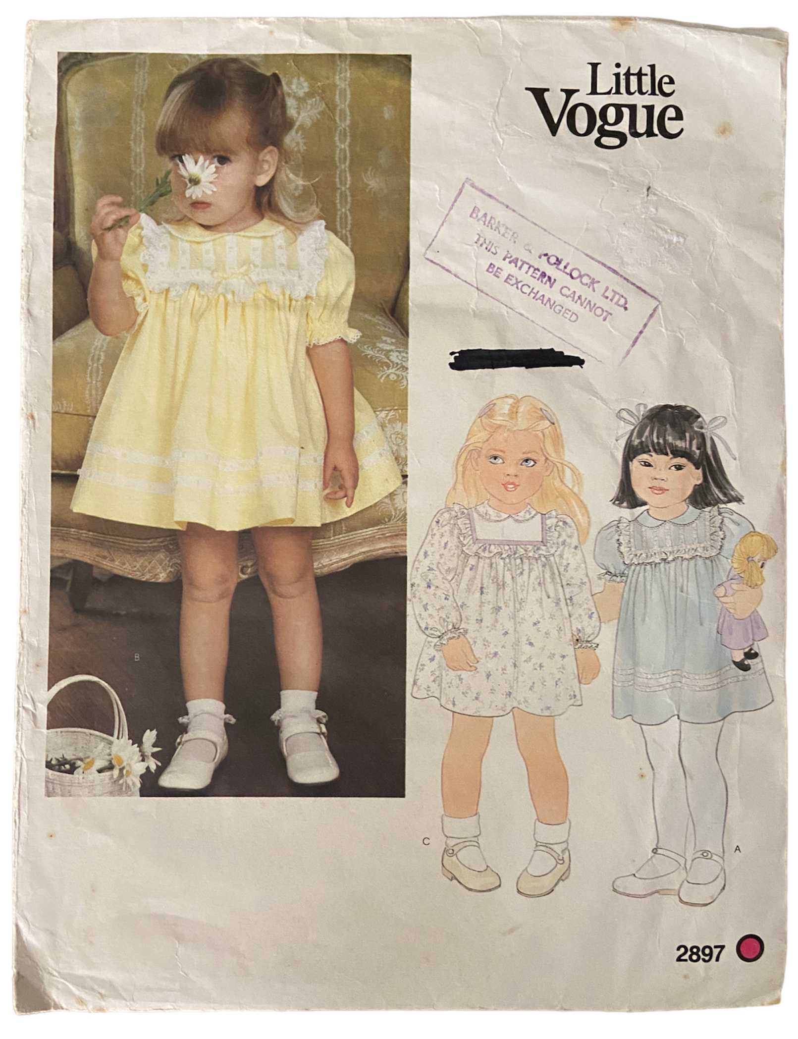 Copy of Vogue 1325 Little Vogue vintage 1980s toddler's dress pattern Breast 22 inches