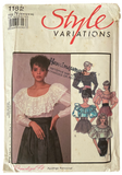 Style 1182 vintage 1980s blouse sewing pattern. Bust 31.5, 32.5, 34 inches