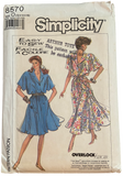 Simplicity 8570 vintage 1980s dress pattern. Bust 34, 36, 38 inches