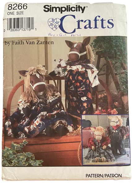 Simplicity 8266 vintage 1990s boy and girl horse and clothes craft pattern