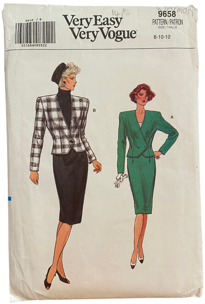 Very easy very vogue 9658 vintage 1980s jacket and skirt sewing pattern Bust 31.5, 32.5, 34