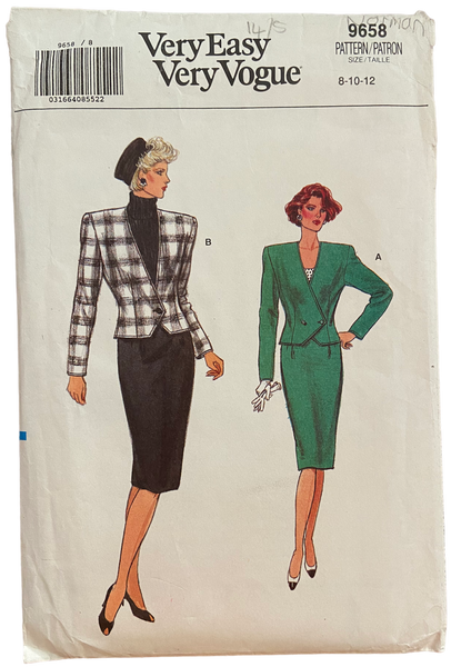 Very easy very vogue 9658 vintage 1980s jacket and skirt sewing pattern Bust 36