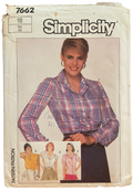 Simplicity 7662 vintage 1980s shirts pattern. Bust 36 inches