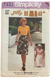 Simplicity 7451 vintage 1970s wrap skirt and stretch t-shirt pattern. Bust 31.5 and 32.5 inchesWaist 24 and 25 inches