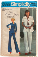 Simplicity 6892 vintage 1970s shirt-jacket and pants pattern. Bust 32.5 inches