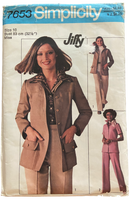 Simplicity 7653 vintage 1970s jiffy top and pants sewing pattern. Bust 32.5 inches