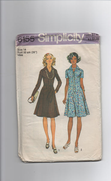 Simplicity 6155 vintage 1970s dress sewing pattern