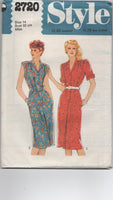 Style 2720. Vintage 1979 dress pattern Bust 36 inches